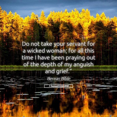Picture 05 - 1 Samuel 1:16 BSB - Do not take your servant for a wicked woman; for - Bible Verse Picture