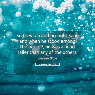 Picture 05 - 1 Samuel 10:23 BSB - So they ran and brought Saul, and when he stood - Bible Verse Picture