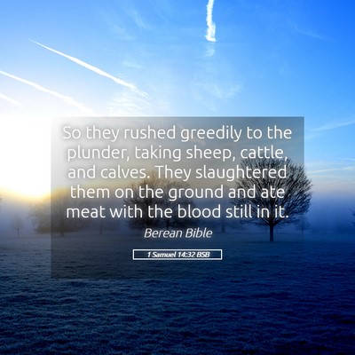 Picture 05 - 1 Samuel 14:32 BSB - So they rushed greedily to the plunder, taking - Bible Verse Picture