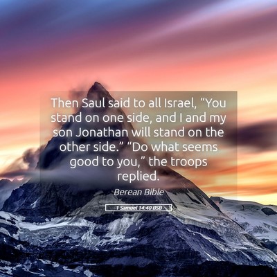 Picture 05 - 1 Samuel 14:40 BSB - Then Saul said to all Israel, “You stand on one - Bible Verse Picture