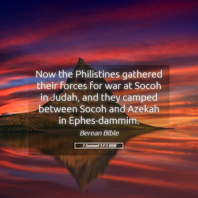 Picture 05 - 1 Samuel 17:1 BSB - Now the Philistines gathered their forces for war - Bible Verse Picture