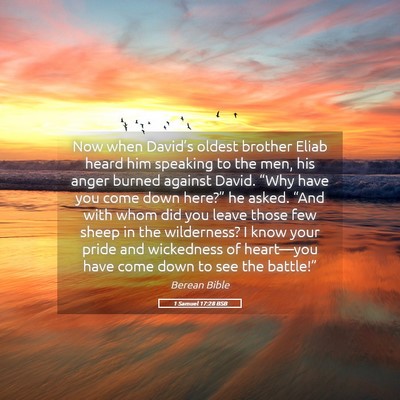 Picture 05 - 1 Samuel 17:28 BSB - Now when David’s oldest brother Eliab heard him - Bible Verse Picture