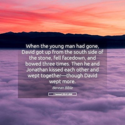 Picture 05 - 1 Samuel 20:41 BSB - When the young man had gone, David got up from - Bible Verse Picture