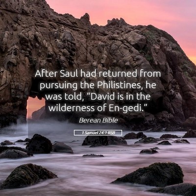 Picture 05 - 1 Samuel 24:1 BSB - After Saul had returned from pursuing the - Bible Verse Picture