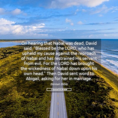 Picture 05 - 1 Samuel 25:39 BSB - On hearing that Nabal was dead, David said, - Bible Verse Picture