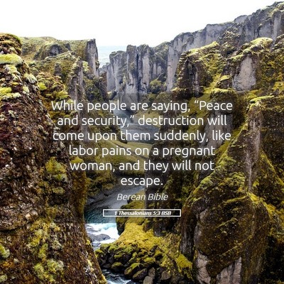 Picture 05 - 1 Thessalonians 5:3 BSB - While people are saying, “Peace and - Bible Verse Picture