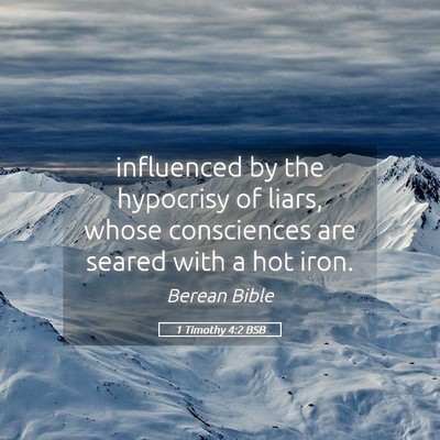 Picture 05 - 1 Timothy 4:2 BSB - influenced by the hypocrisy of liars, whose - Bible Verse Picture