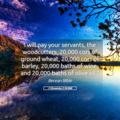 Picture 05 - 2 Chronicles 2:10 BSB - I will pay your servants, the woodcutters, 20,000 - Bible Verse Picture