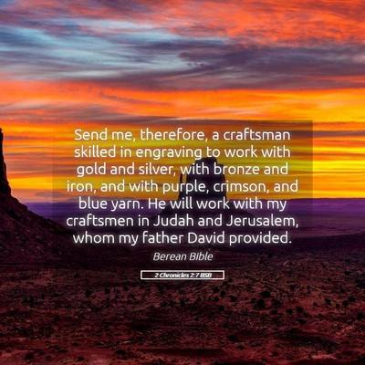 Picture 05 - 2 Chronicles 2:7 BSB - Send me, therefore, a craftsman skilled in - Bible Verse Picture