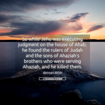 Picture 05 - 2 Chronicles 22:8 BSB - So while Jehu was executing judgment on the house - Bible Verse Picture