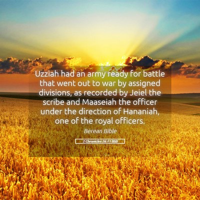Picture 05 - 2 Chronicles 26:11 BSB - Uzziah had an army ready for battle that went out - Bible Verse Picture