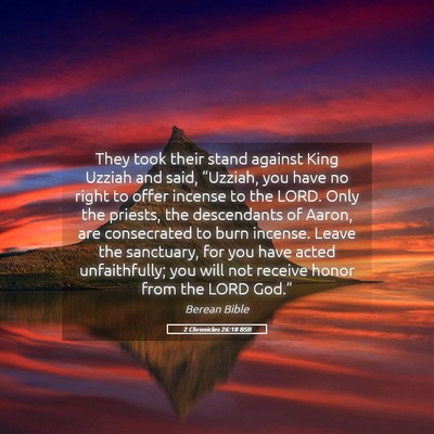 Picture 05 - 2 Chronicles 26:18 BSB - They took their stand against King Uzziah and - Bible Verse Picture