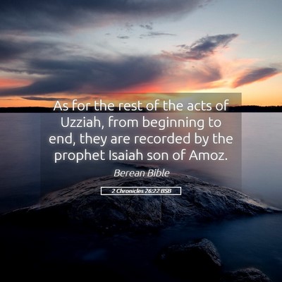 Picture 05 - 2 Chronicles 26:22 BSB - As for the rest of the acts of Uzziah, from - Bible Verse Picture