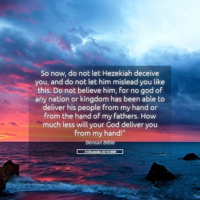 Picture 05 - 2 Chronicles 32:15 BSB - So now, do not let Hezekiah deceive you, and do - Bible Verse Picture