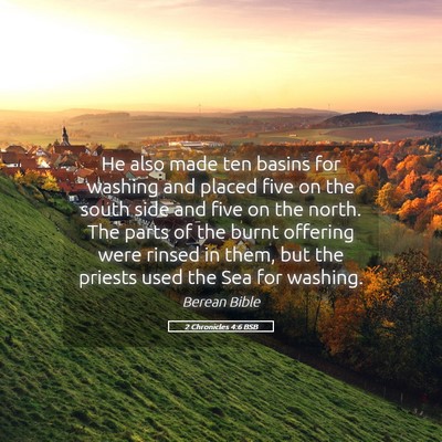 Picture 05 - 2 Chronicles 4:6 BSB - He also made ten basins for washing and placed - Bible Verse Picture
