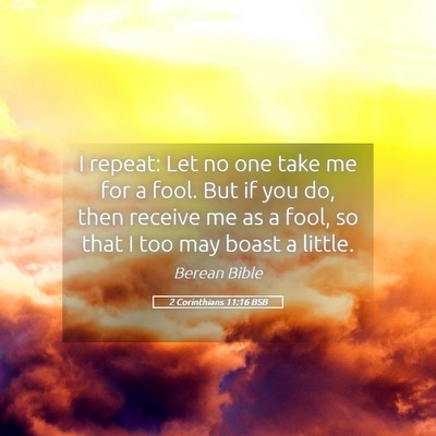 Picture 05 - 2 Corinthians 11:16 BSB - I repeat: Let no one take me for a fool. But if - Bible Verse Picture