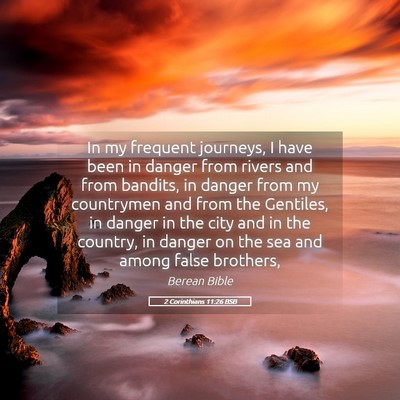 Picture 05 - 2 Corinthians 11:26 BSB - In my frequent journeys, I have been in danger - Bible Verse Picture