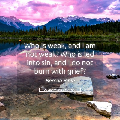 Picture 05 - 2 Corinthians 11:29 BSB - Who is weak, and I am not weak? Who is led into - Bible Verse Picture