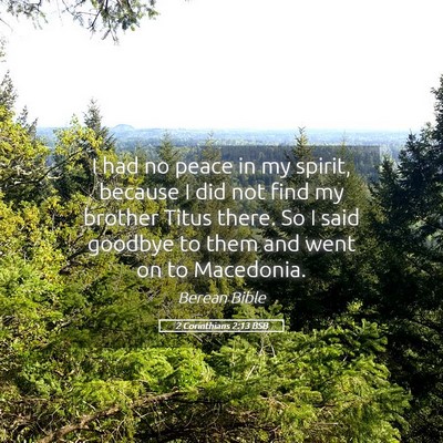 Picture 05 - 2 Corinthians 2:13 BSB - I had no peace in my spirit, because I did not - Bible Verse Picture