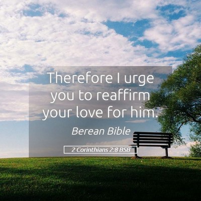 Picture 05 - 2 Corinthians 2:8 BSB - Therefore I urge you to reaffirm your love for - Bible Verse Picture