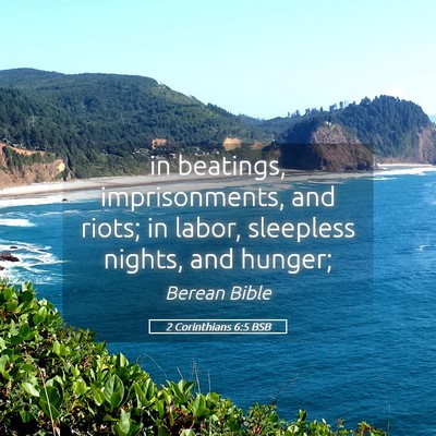 Picture 05 - 2 Corinthians 6:5 BSB - in beatings, imprisonments, and riots; in labor, - Bible Verse Picture