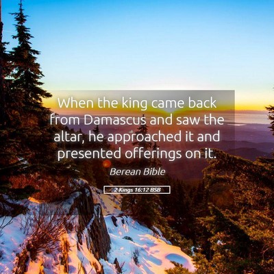 Picture 05 - 2 Kings 16:12 BSB - When the king came back from Damascus and saw the - Bible Verse Picture