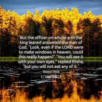 Picture 05 - 2 Kings 7:2 BSB - But the officer on whose arm the king leaned - Bible Verse Picture