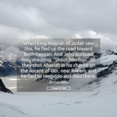 Picture 05 - 2 Kings 9:27 BSB - When King Ahaziah of Judah saw this, he fled up - Bible Verse Picture