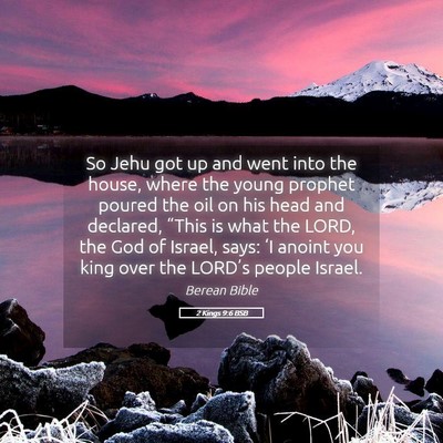 Picture 05 - 2 Kings 9:6 BSB - So Jehu got up and went into the house, where the - Bible Verse Picture