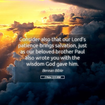 Picture 05 - 2 Peter 3:15 BSB - Consider also that our Lord’s patience brings - Bible Verse Picture