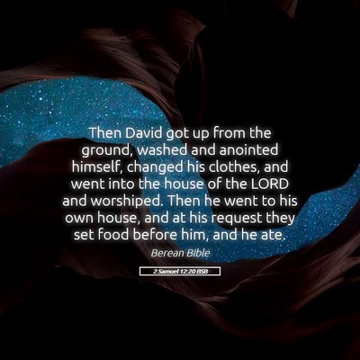 Picture 05 - 2 Samuel 12:20 BSB - Then David got up from the ground, washed and - Bible Verse Picture