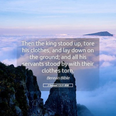 Picture 05 - 2 Samuel 13:31 BSB - Then the king stood up, tore his clothes, and lay - Bible Verse Picture