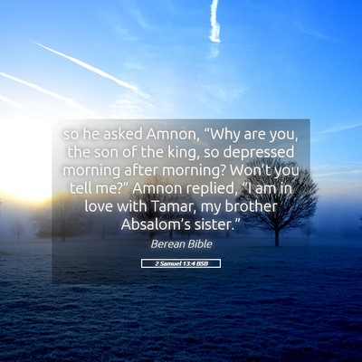Picture 05 - 2 Samuel 13:4 BSB - so he asked Amnon, “Why are you, the son of the - Bible Verse Picture