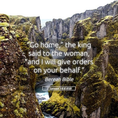 Picture 05 - 2 Samuel 14:8 BSB - “Go home,” the king said to the woman, “and - Bible Verse Picture