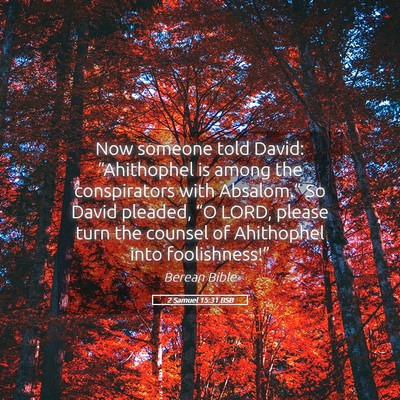 Picture 05 - 2 Samuel 15:31 BSB - Now someone told David: “Ahithophel is among - Bible Verse Picture