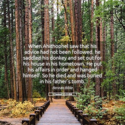Picture 05 - 2 Samuel 17:23 BSB - When Ahithophel saw that his advice had not been - Bible Verse Picture