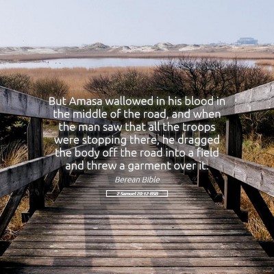 Picture 05 - 2 Samuel 20:12 BSB - But Amasa wallowed in his blood in the middle of - Bible Verse Picture