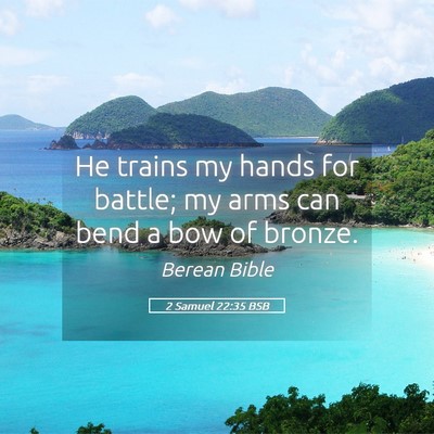 Picture 05 - 2 Samuel 22:35 BSB - He trains my hands for battle; my arms can bend a - Bible Verse Picture