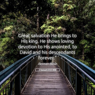 Picture 05 - 2 Samuel 22:51 BSB - Great salvation He brings to His king. He shows - Bible Verse Picture