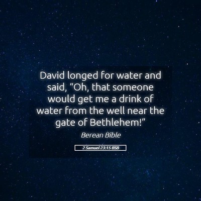 Picture 05 - 2 Samuel 23:15 BSB - David longed for water and said, “Oh, that - Bible Verse Picture