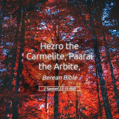 Picture 05 - 2 Samuel 23:35 BSB - Hezro the Carmelite, Paarai the - Bible Verse Picture