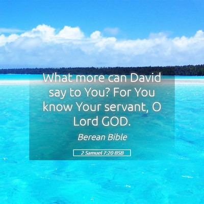 Picture 05 - 2 Samuel 7:20 BSB - What more can David say to You? For You know Your - Bible Verse Picture