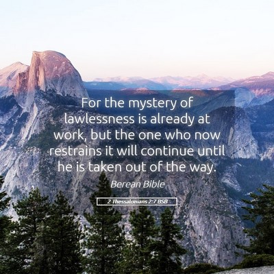 Picture 05 - 2 Thessalonians 2:7 BSB - For the mystery of lawlessness is already at - Bible Verse Picture