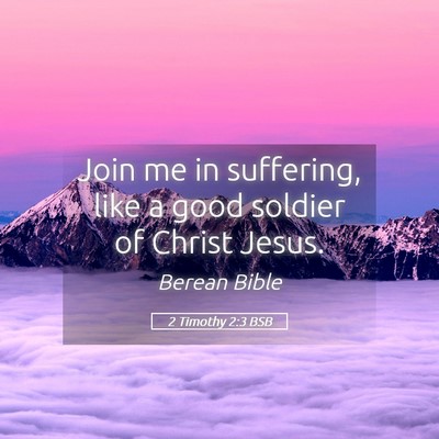 Picture 05 - 2 Timothy 2:3 BSB - Join me in suffering, like a good soldier of - Bible Verse Picture