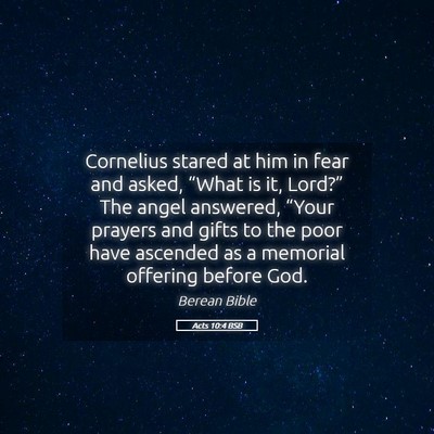 Picture 05 - Acts 10:4 BSB - Cornelius stared at him in fear and asked, - Bible Verse Picture