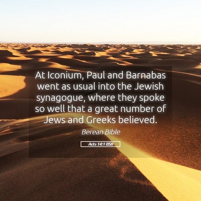 Picture 05 - Acts 14:1 BSB - At Iconium, Paul and Barnabas went as usual into - Bible Verse Picture