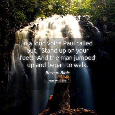 Picture 05 - Acts 14:10 BSB - In a loud voice Paul called out, “Stand up on - Bible Verse Picture