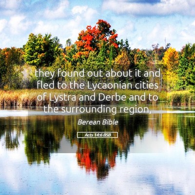 Picture 05 - Acts 14:6 BSB - they found out about it and fled to the Lycaonian - Bible Verse Picture