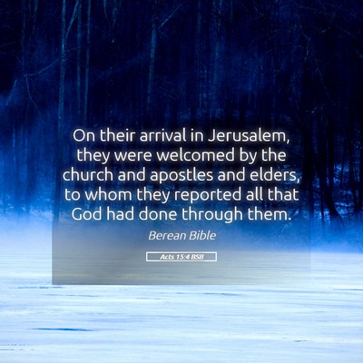 Picture 05 - Acts 15:4 BSB - On their arrival in Jerusalem, they were welcomed - Bible Verse Picture