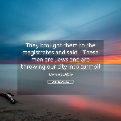 Picture 05 - Acts 16:20 BSB - They brought them to the magistrates and said, - Bible Verse Picture